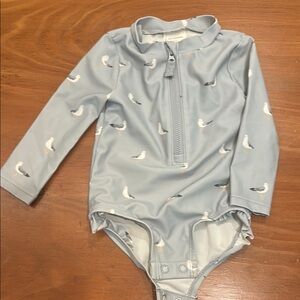 Blue Seagull Print Baby Bodysuit